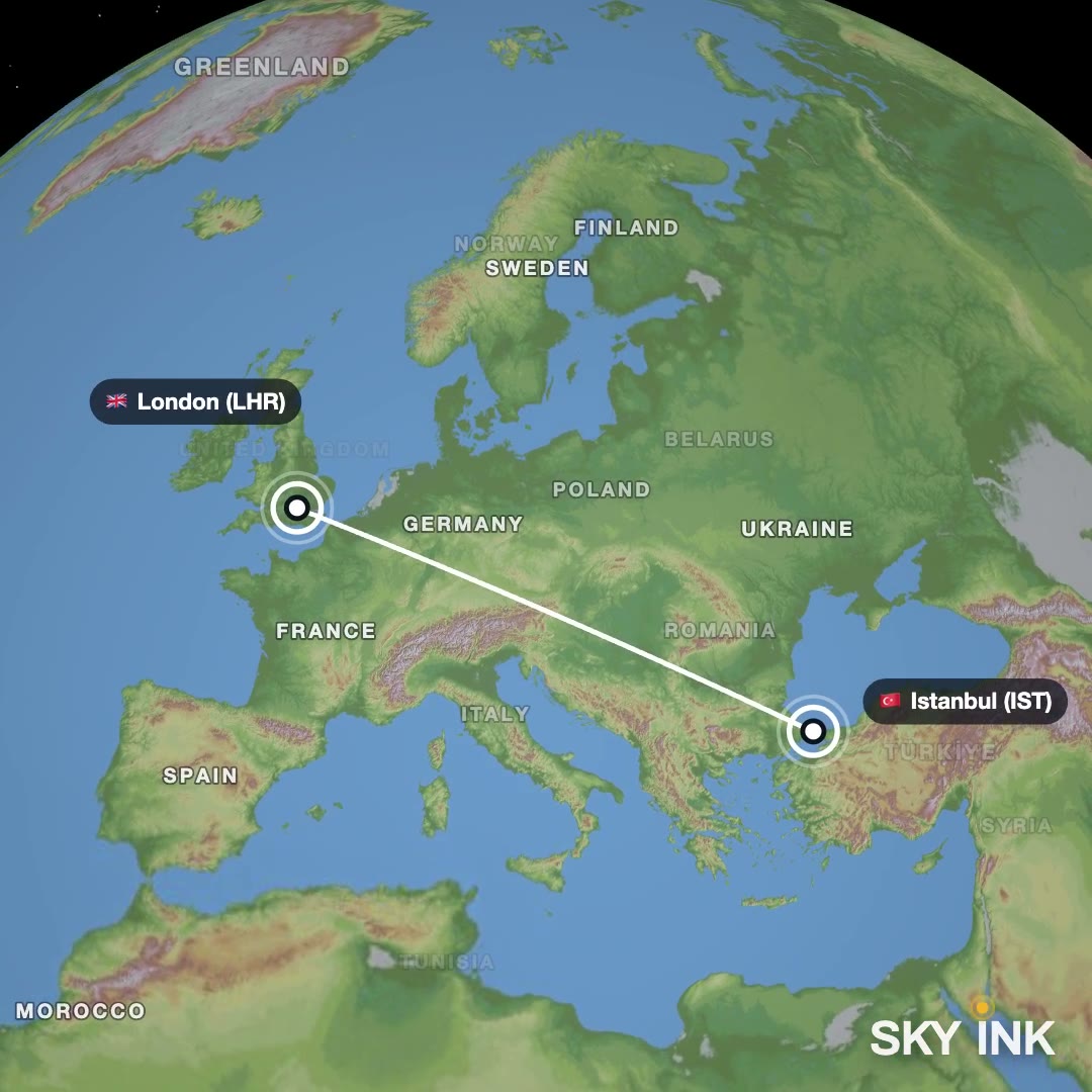 The Terrain look: the same route over the land's relief in colour